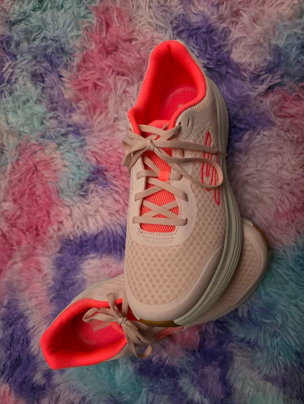 Skechers Light Pink Women's Athletic Sneakers with Neon Pink Accents - Picture 4 of 4